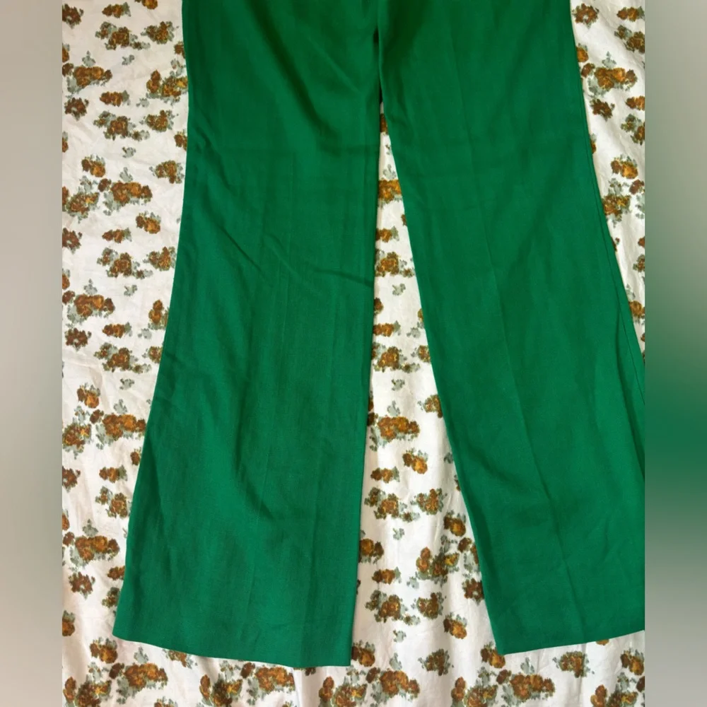 ANTHRO Elevenses the Brighton Kelly Green Linen Blend Pants Size 4 - Picture 13 of 13